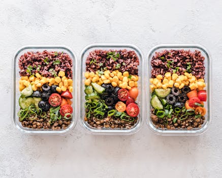 healthy meal prep with colorful veggies