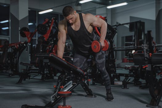 man exercising with weights