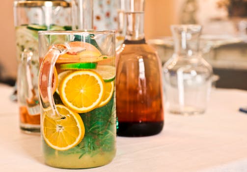 refreshing water with lemon and mint