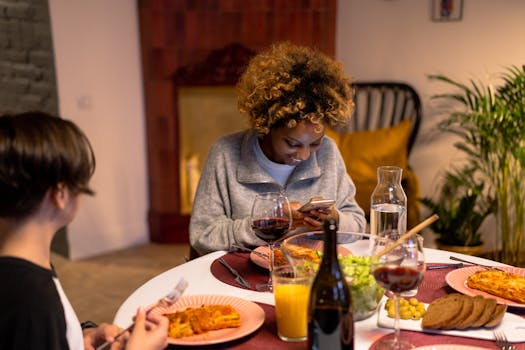 image of a balanced meal with water bottle