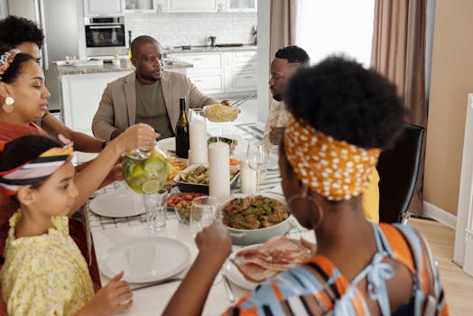 group of friends enjoying a healthy meal together