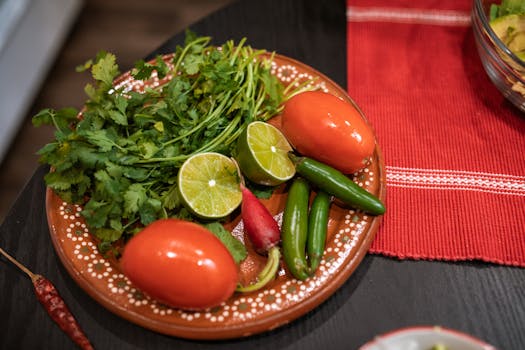 colorful plate with fruits and vegetables