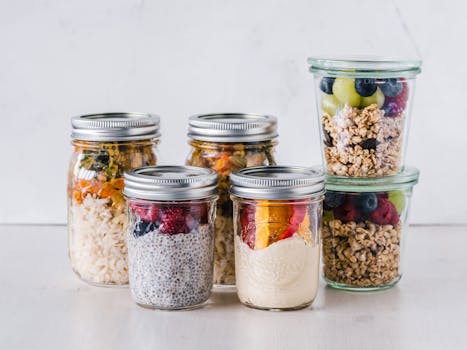 meal prep containers filled with healthy food