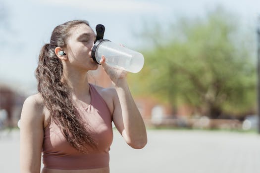 Athlete drinking water after workout