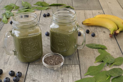 delicious smoothie with spinach and banana