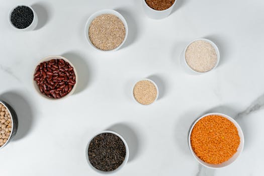 variety of legumes and grains