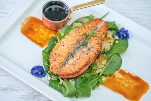 healthy plate of fish and vegetables